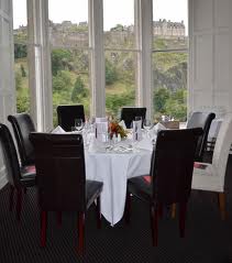 ROSL - set table with a view of the castle.